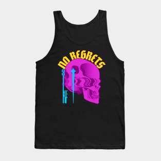 No Regrets Glitch Art Skull Tank Top